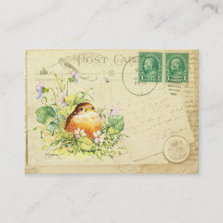 Cartão De Visita Bebê Robin com Violetas