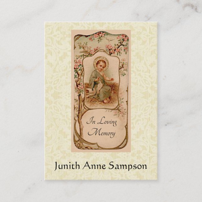 Cartão De Visita Bebê santamente memorável fúnebre católico Jesus (Frente)
