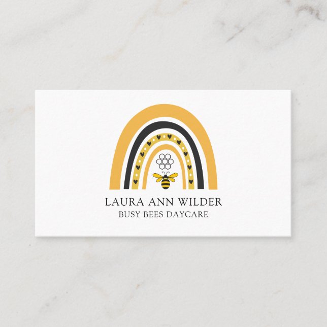 Cartão De Visita Bee Rainbow Busy Bees Daycare (Frente)