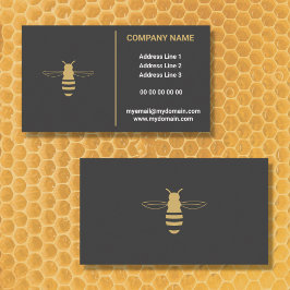 Cartão De Visita Beekeeper Dourado e preto elegante minimalista do