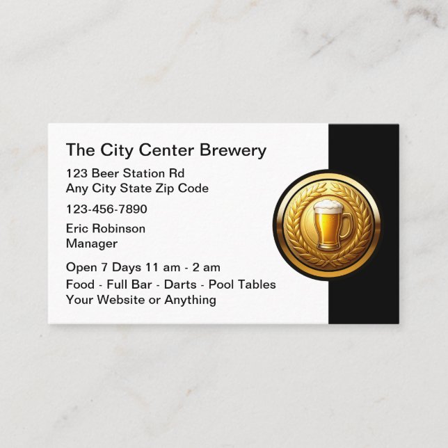 Cartão De Visita Beer Brewery Bar Classy Business Cards (Frente)