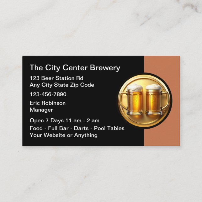 Cartão De Visita Beer Brewery Beer Mugs Business Cards (Frente)