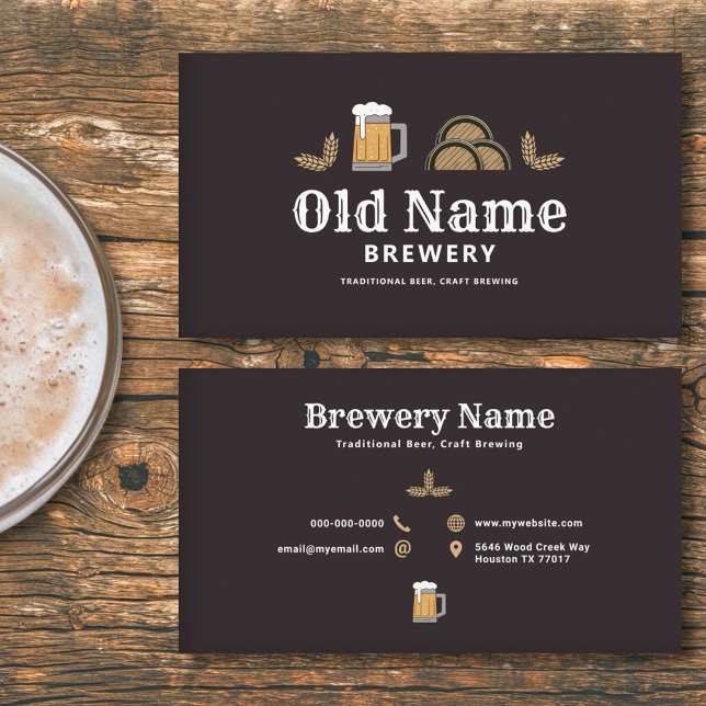 Cartão De Visita Beer Mug & Barrels - Brewery (Beer Mug & Barrels - Brewery Business Card)