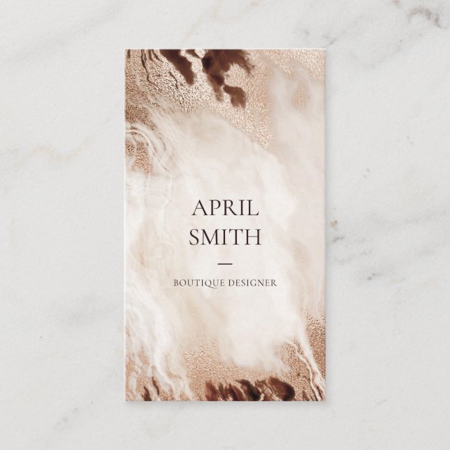 Cartão De Visita bege de textura do mármore do agitador Dourado Ele (Frente)