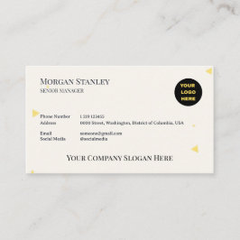 Cartão De Visita Bege Elegante Dourado Estampado Minimalista