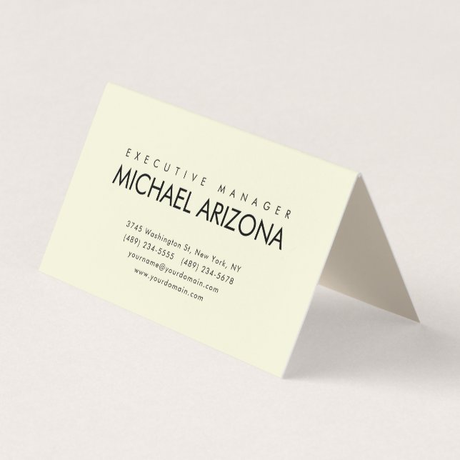 Cartão De Visita Beige & Almond Color Minimalist Simple Plain (Frente)