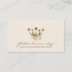 Cartão De Visita Beige Baby Dourado Crown