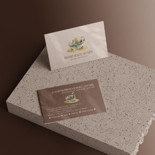 Cartão De Visita Beige Blush BathTub Bolhas Soquete de cera de soja