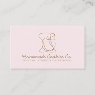 Cartão De Visita Beige Blush Homemade Comida Bakery rosa