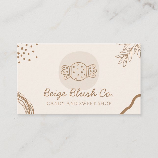 Cartão De Visita Beige Blush Weding Planner Birthday Ameat Candy (Frente)