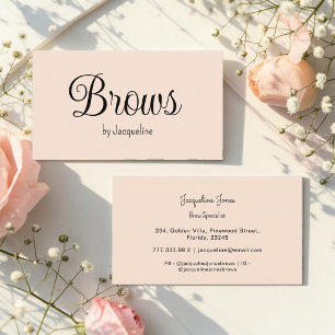 Cartão De Visita Beige Brows Beleza Roteiro Simples 