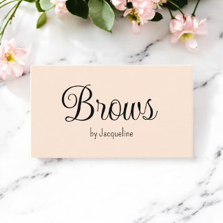 Cartão De Visita Beige Brows Beleza Simples Script