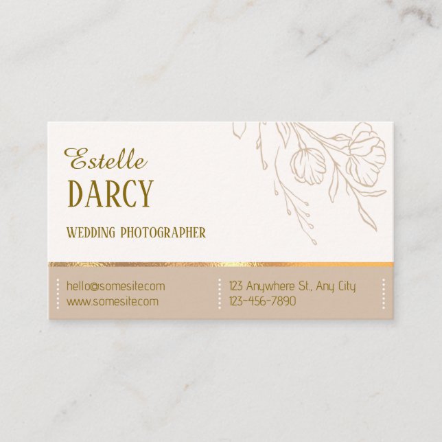 Cartão De Visita Beige Elegant Professional (Frente)