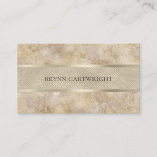 Cartão De Visita Beige Marble e Champagne Shimmer Moderno Elegante