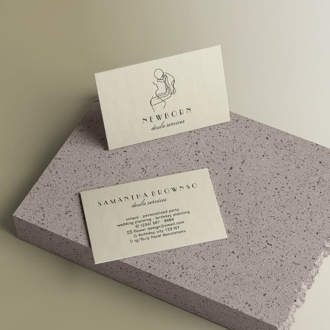 Cartão De Visita Beige New Nascer Baby Doula (Beige New Born Baby Doula Business Card)