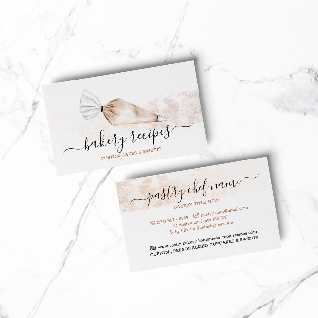 Cartão De Visita Beige Paery Cozinhar Mix Cream (bakery business  chef)