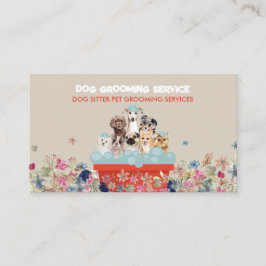 Cartão De Visita Beige Red Dog Bath Bed Floral