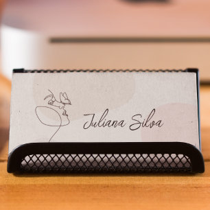 Cartão De Visita Beige Women Hair Salon Nail Art Makeup Artist