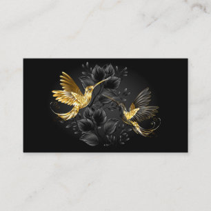 Cartão De Visita Beija-flor Preto e Dourado