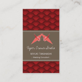 Cartão De Visita Beijar gruas de papel originami e padrão de escala