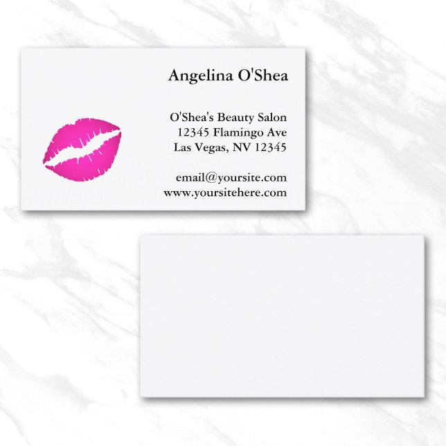 Cartão De Visita Beijo Rosa Quente (Hot Pink Lipstick Makeup Artist Business Card)