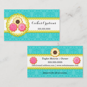 Cartão De Visita Beira Scalloped damasco da padaria do biscoito
