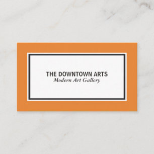 Cartão De Visita Beiras brancas do preto do primeiro plano/laranja