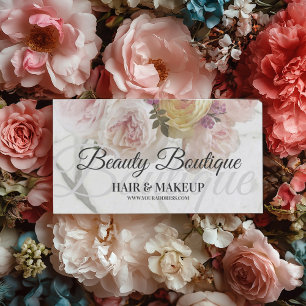 Cartão De Visita Bela Boutique Marble Flower Makeup Hair Card