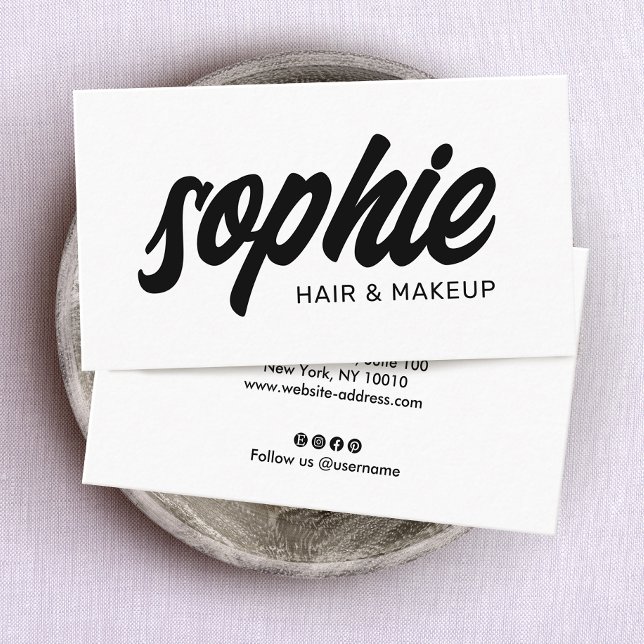 Cartão De Visita Bela Branca com Escova a Negra com Escova a Negra (Criador carregado)