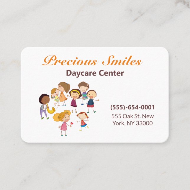 Cartão De Visita Bela Caricatura Tocando Crianças Cuidados De Infân (Frente)