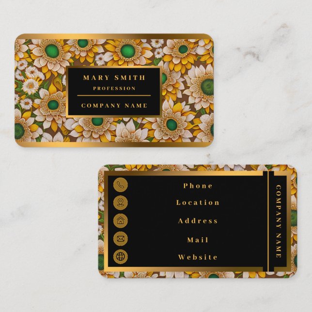 Cartão De Visita Bela Coleção Popular Sunflower (Frente/Verso)