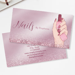 Cartão De Visita Bela Manicura De Artista De Miniatura Rosa-Rosa El