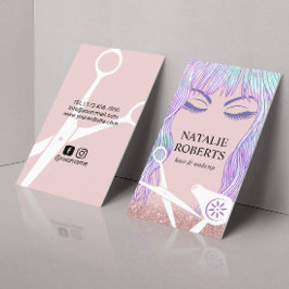 Cartão De Visita Bela Menina Cabelo e Maquiagem Artista Salão Moder