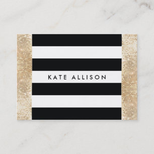 Cartão De Visita Bela Sequência Dourada FAUX com Strike Preto e Bra