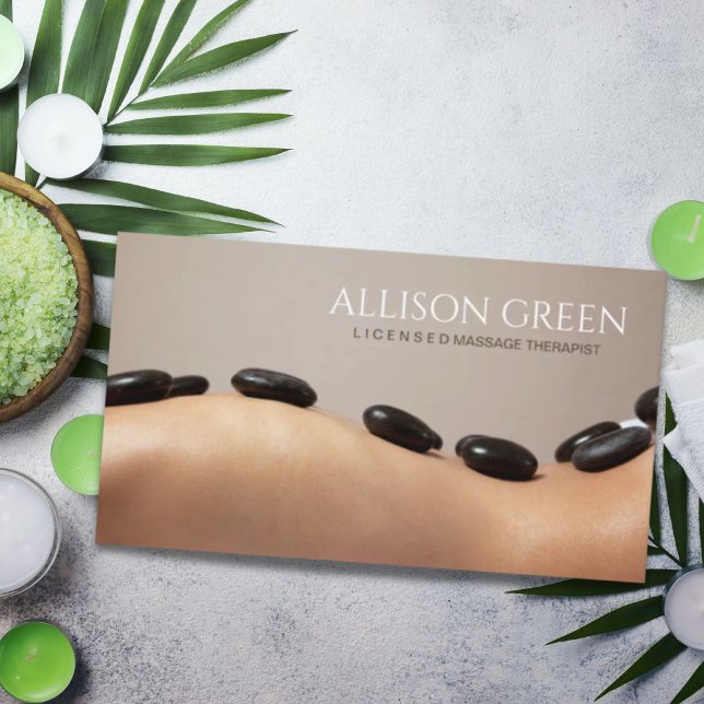 Cartão De Visita Bela SPA Acupressãomassagem de pedra quente Salão (Beauty SPA Acupressure Hot Stone Massage Salon Business Card)