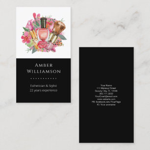 Cartão De Visita Beleza Artística de Aquarela Floral Rosa Moderna