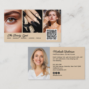 Cartão De Visita Beleza / Cabelo / Cílios / Unhas Código QR de 4 Fo