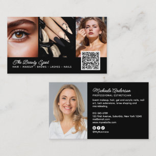 Cartão De Visita Beleza / Cabelo / Cílios / Unhas Código QR de 4 Fo
