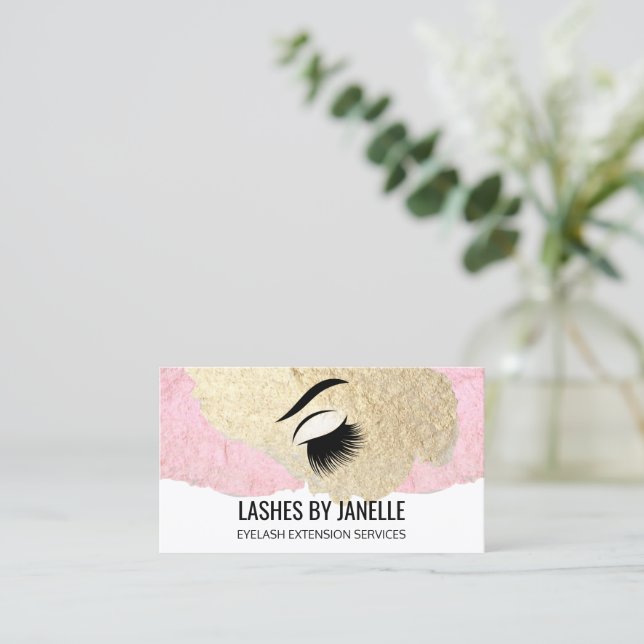 Cartão De Visita Beleza das extensões Lash Elegante (Em pé/Frente)