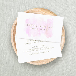 Cartão De Visita Beleza de Aquarela Moderna Minimalista Rosa