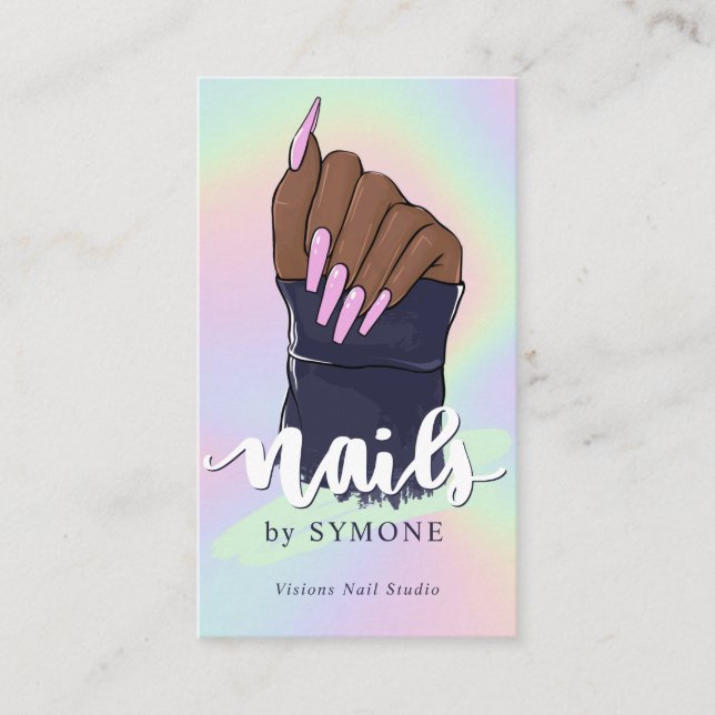 Cartão De Visita Beleza do artista técnico Salon Pastel Holographic (Frente)