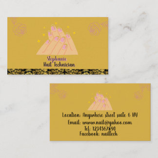 Cartão De Visita Beleza do logotipo da tecnologia de unhas minimali