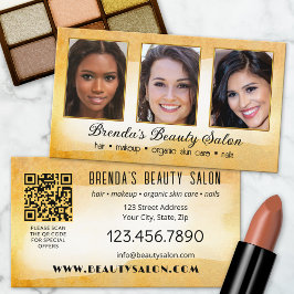 Cartão De Visita Beleza Dourada da Watercolor Portfolio Artístico