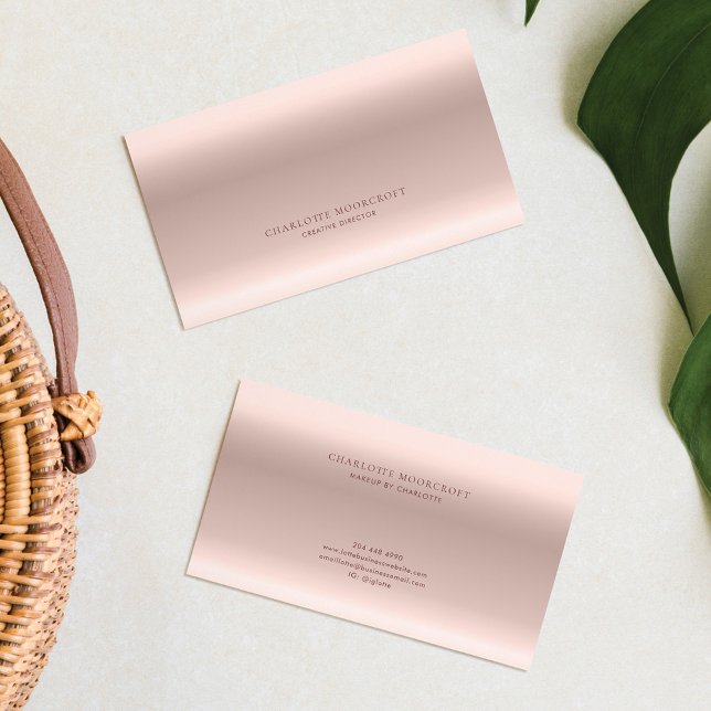 Cartão De Visita Beleza e maquiagem moderna Dourada rosa (Rose Gold Minimalist Elegant Business Card)