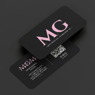 Cartão De Visita Beleza Estética Minimalista Inicial Letras Rosa Pr