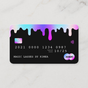 Cartão De Visita Beleza Lash Estilo de Crédito Púrpura e Rosa da Te