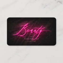 Cartão De Visita Beleza Moderna Cosmetólogo Salon Neon Rosa Quente