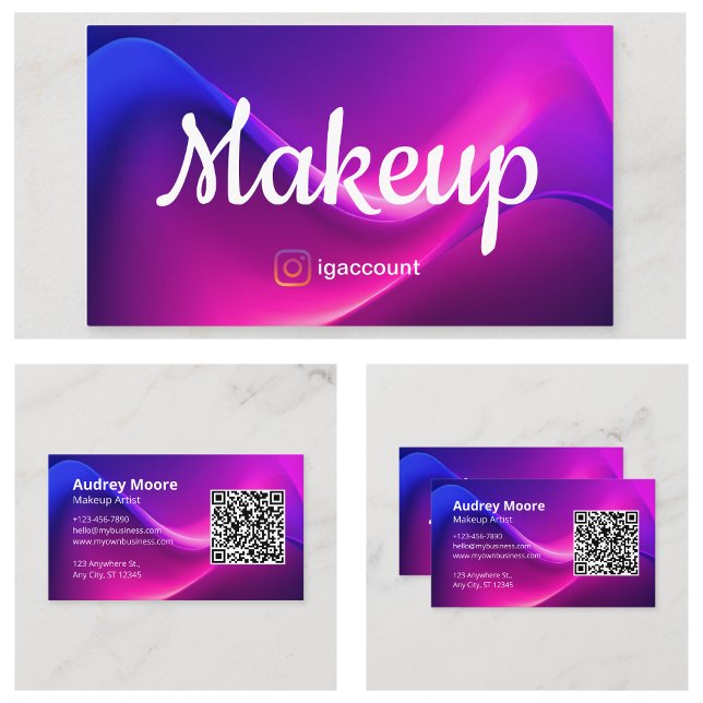 Cartão De Visita Beleza Profissionais Maqueamento Artístico Código  (Beauty Professionals Makeup Artist QR Code Business Card
)