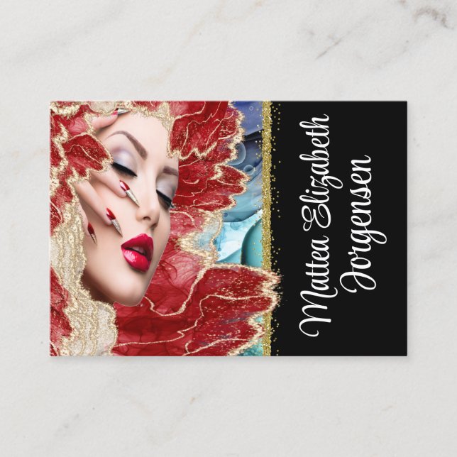 Cartão De Visita Beleza Profissional Arte de prego (Frente)