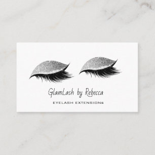 Cartão De Visita Beleza Profissional Eyelash Lashes Glitter Silver
